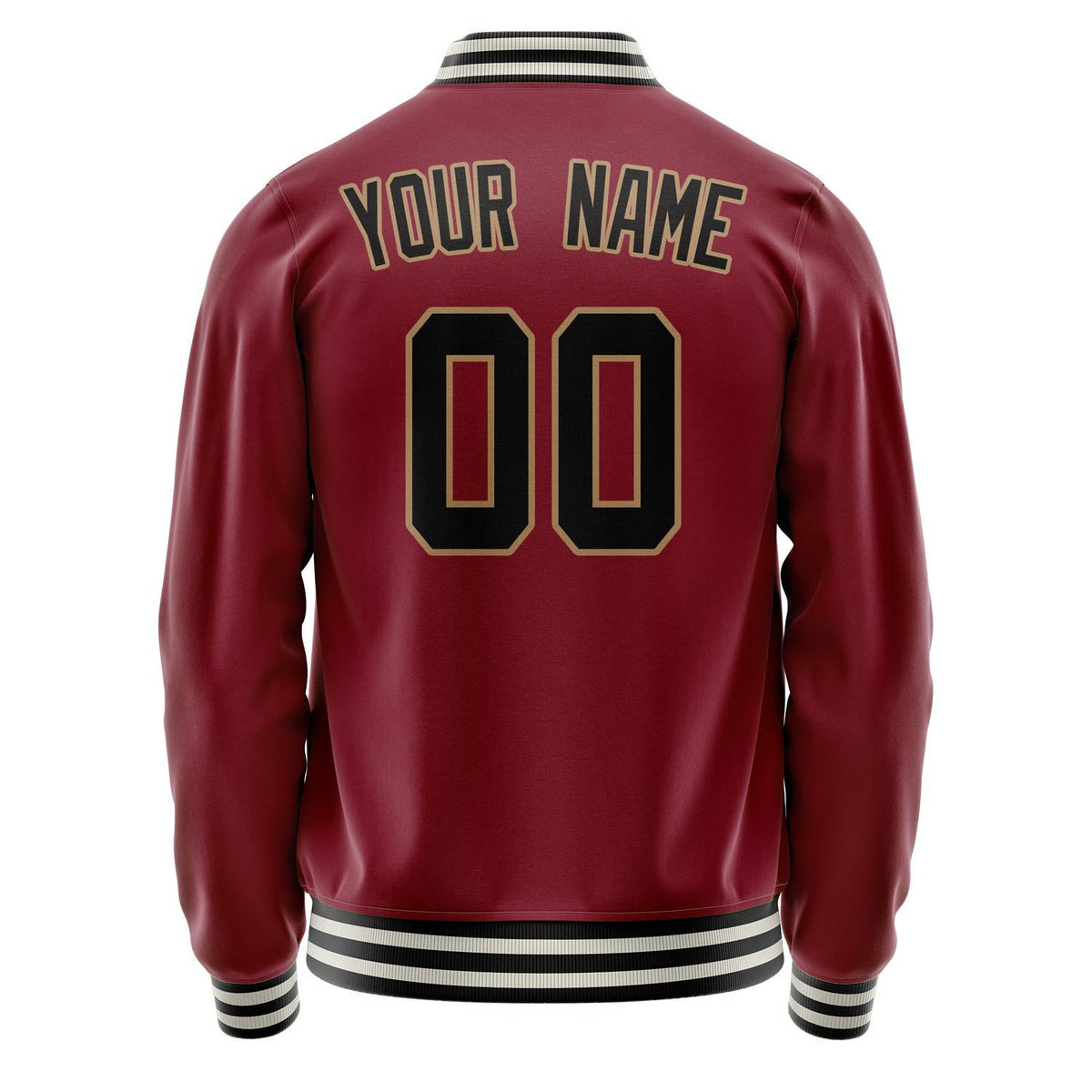 Custom Crimson Black Solid Color Varsity Letterman Jacket JA02240617KZ507