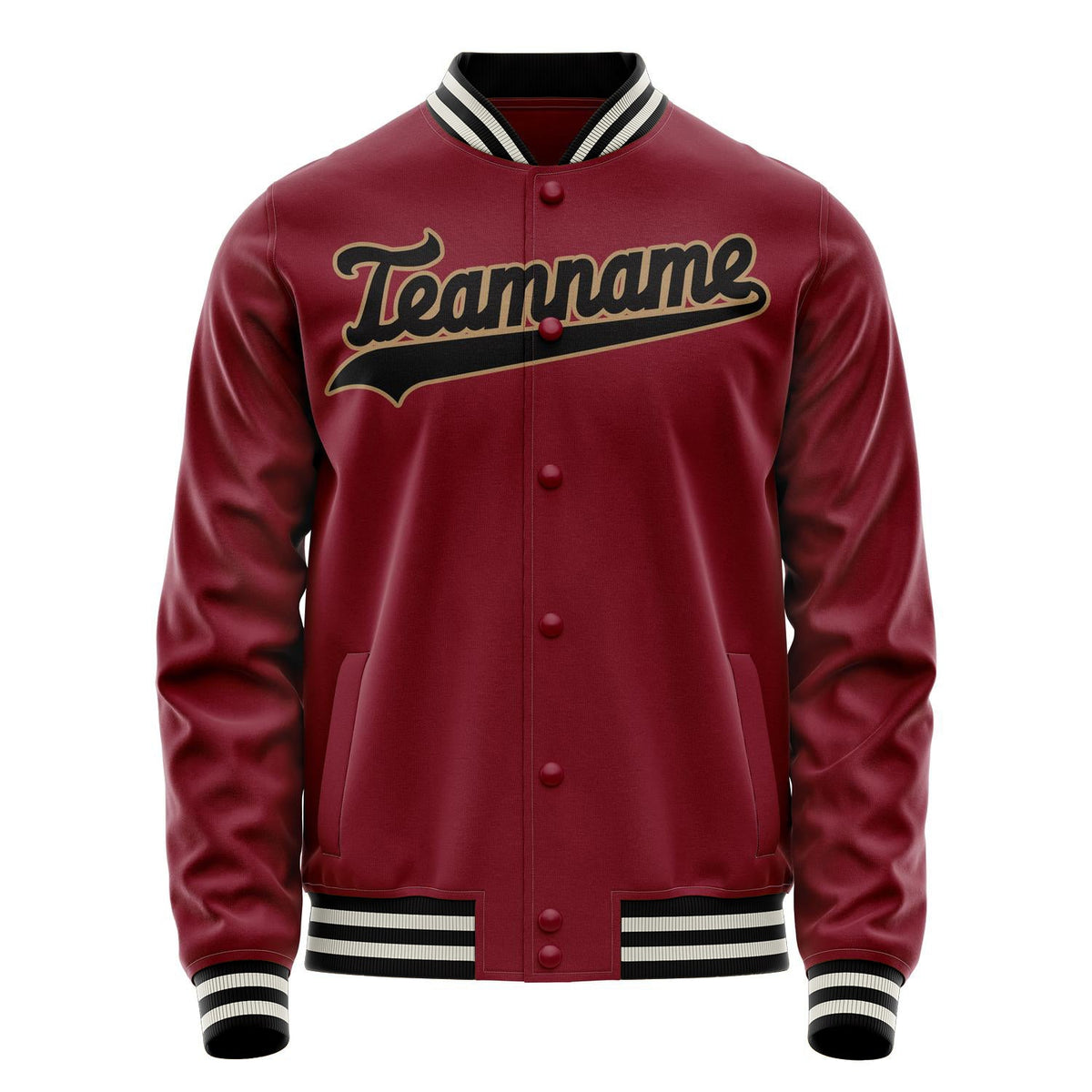 Custom Crimson Black Solid Color Varsity Letterman Jacket JA02240617KZ507