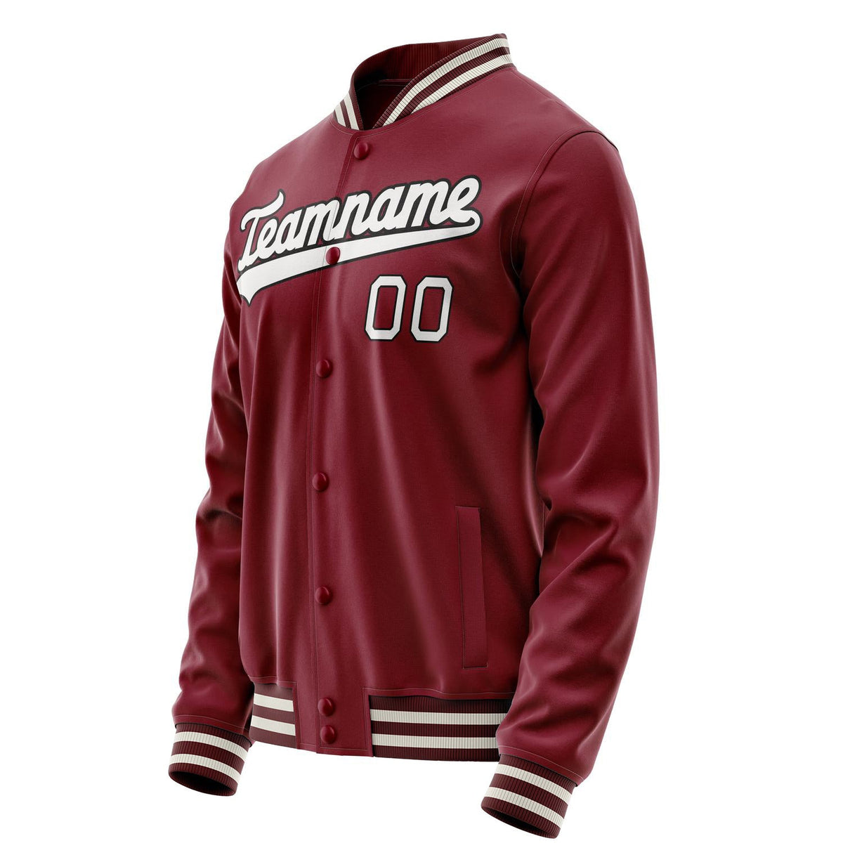 Custom Crimson White Solid Color Varsity Letterman Jacket JA02240617KZ509