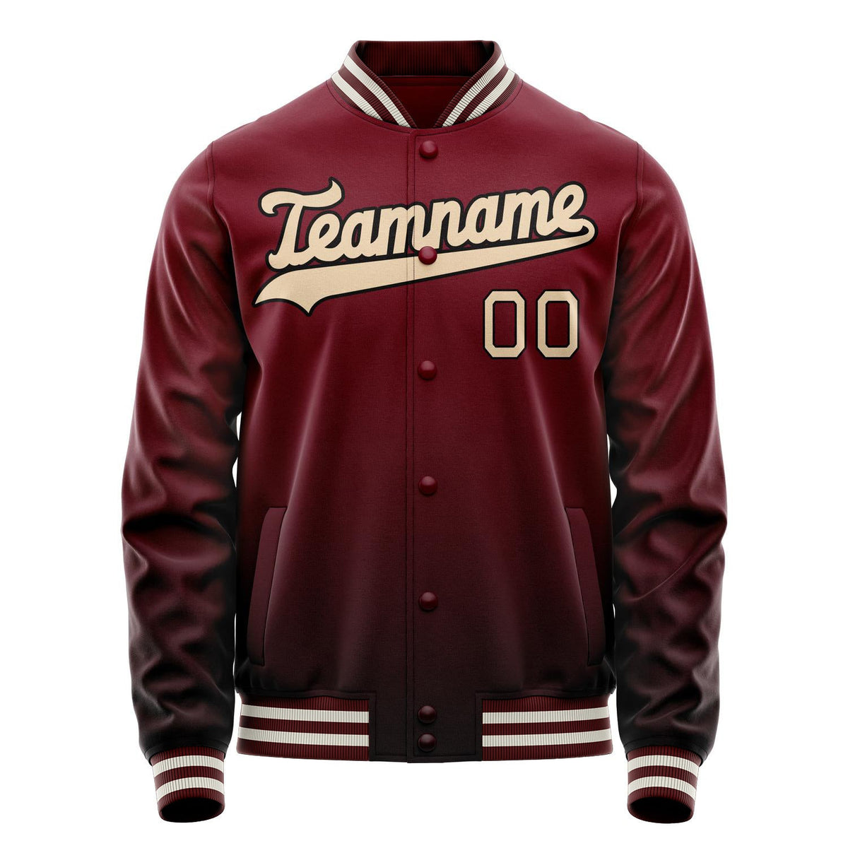 Custom Crimson Cream Solid Color Varsity Letterman Jacket JA02240617KZ510