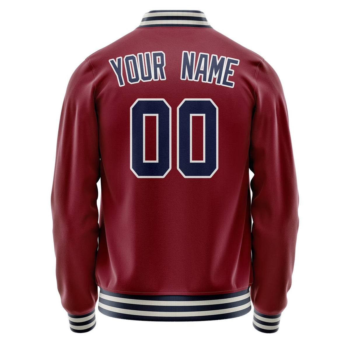 Custom Crimson Navy Solid Color Varsity Letterman Jacket JA02240617KZ513