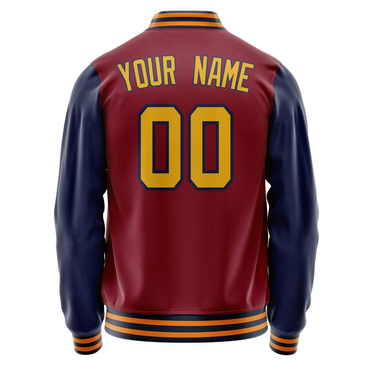 Custom Crimson Navy Solid Color Varsity Letterman Jacket JA02240617KZ516