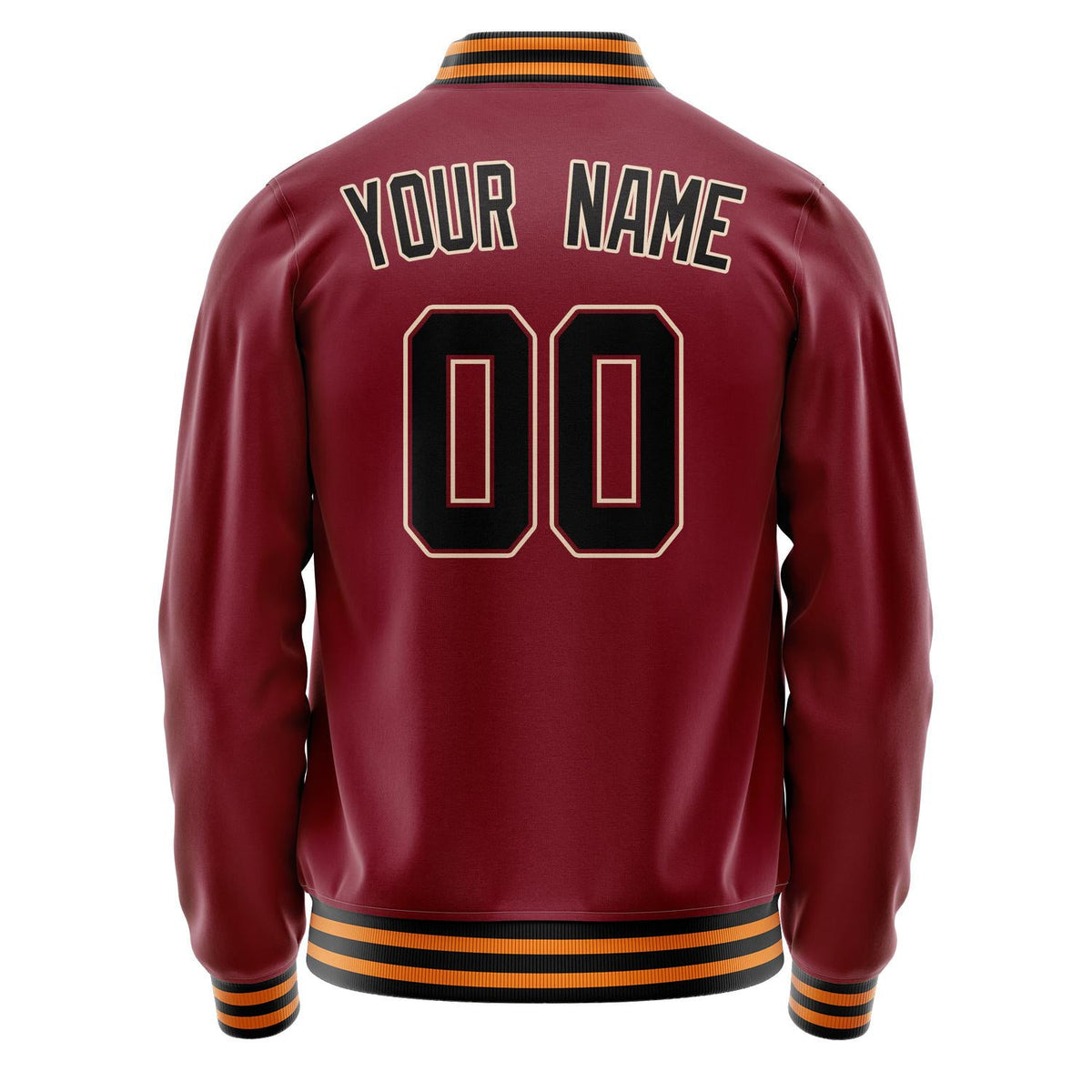 Custom Crimson Black Solid Color Varsity Letterman Jacket JA02240617KZ521