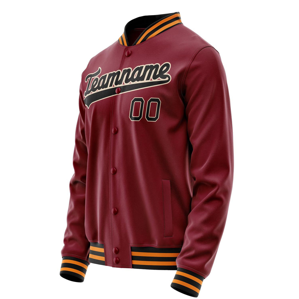 Custom Crimson Black Solid Color Varsity Letterman Jacket JA02240617KZ521