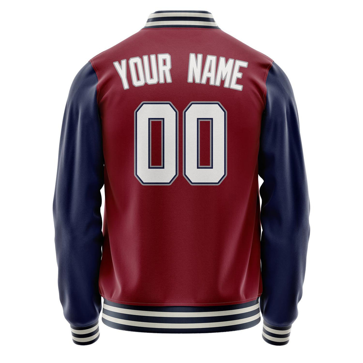 Custom Crimson Navy Solid Color Varsity Letterman Jacket JA02240617KZ523