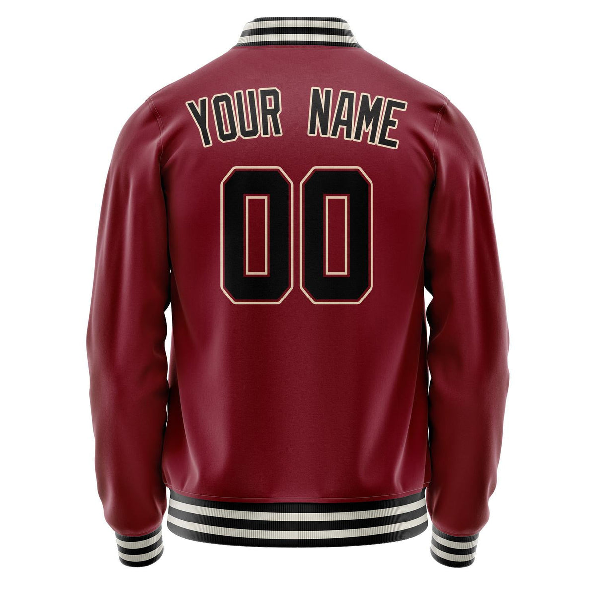 Custom Crimson Black Solid Color Varsity Letterman Jacket JA02240617KZ525