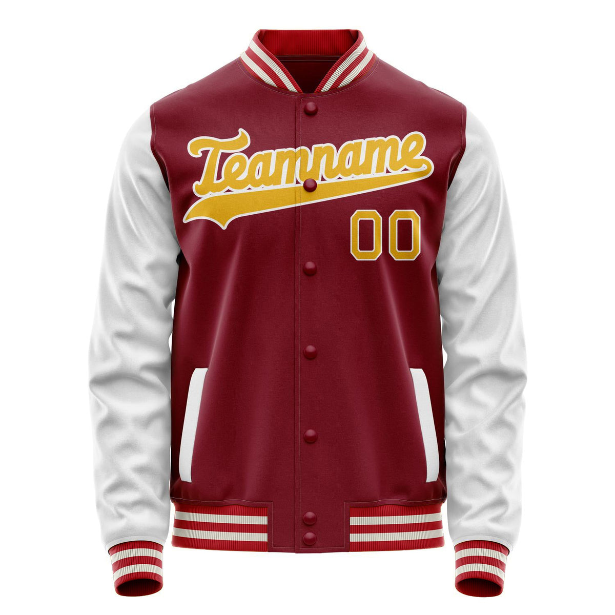 Custom Crimson White Solid Color Varsity Letterman Jacket JA02240617KZ527