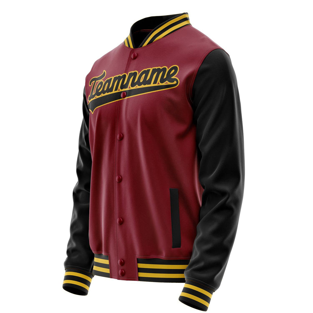 Custom Crimson Black Solid Color Varsity Letterman Jacket JA02240617KZ532