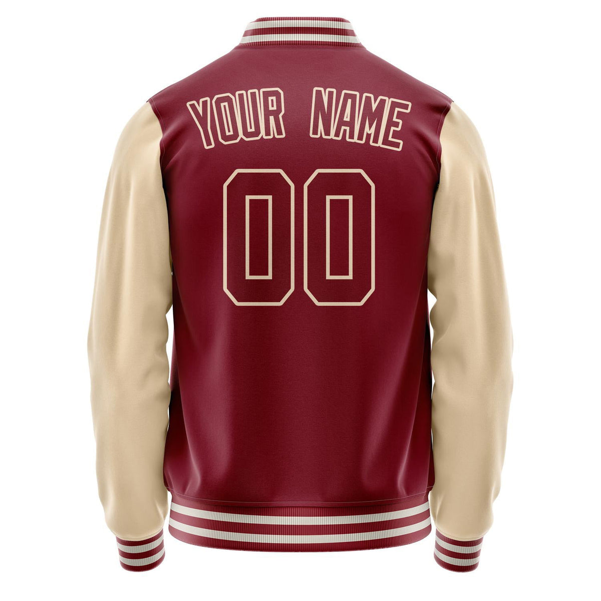 Custom Crimson Cream Solid Color Varsity Letterman Jacket JA02240617KZ535