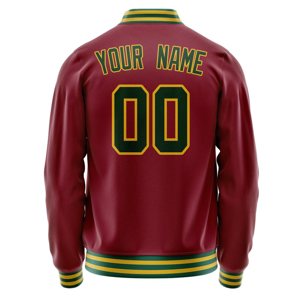 Custom Crimson Kelly-Green Solid Color Varsity Letterman Jacket JA02240617KZ536