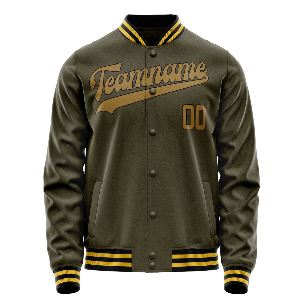 Custom Olive Brown Solid Color Varsity Letterman Jacket JA02240617LH298