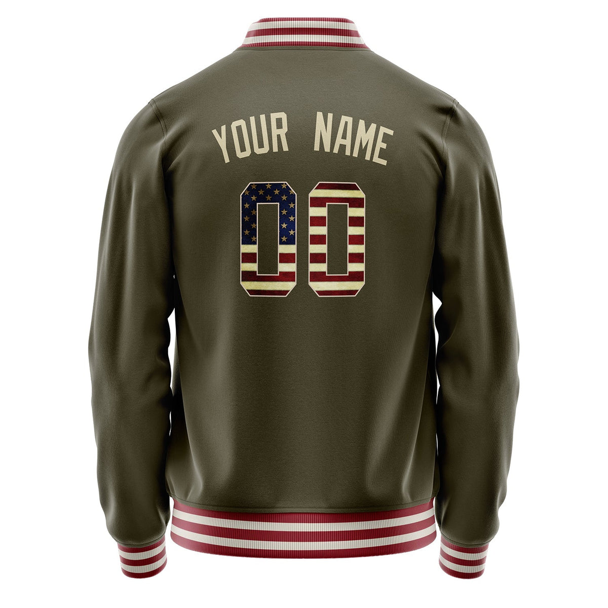 Custom Olive Cream Vintage Usa Flag Varsity Letterman Jacket JA02240617LH304