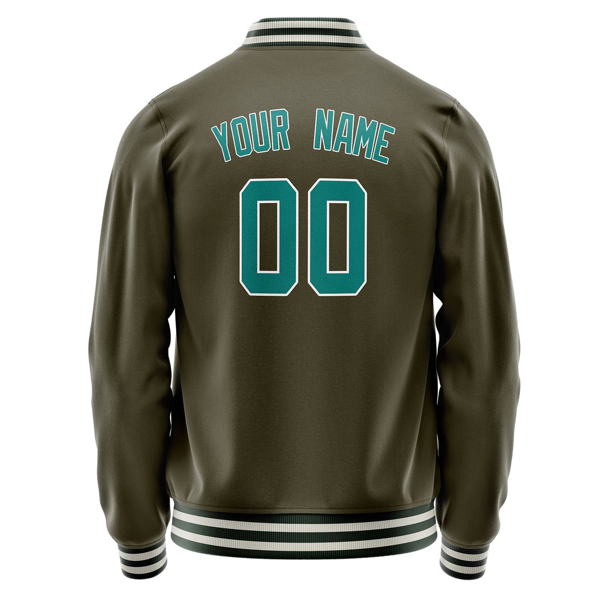 Custom Olive Teal Solid Color Varsity Letterman Jacket JA02240617LH312