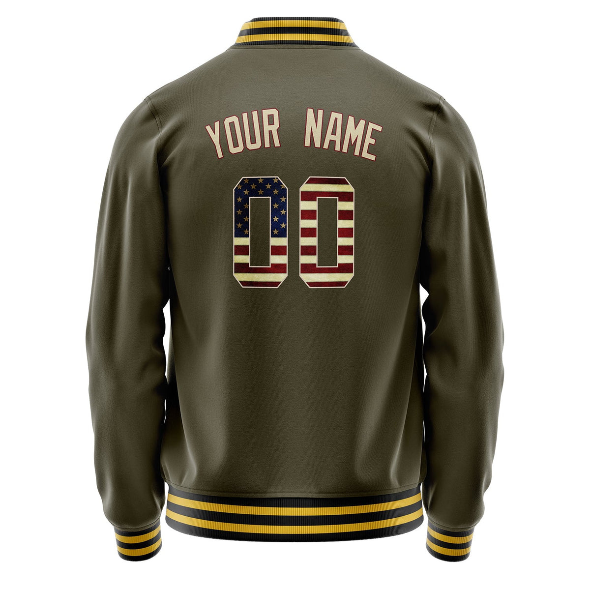 Custom Olive Cream Vintage Usa Flag Varsity Letterman Jacket JA02240617LH323