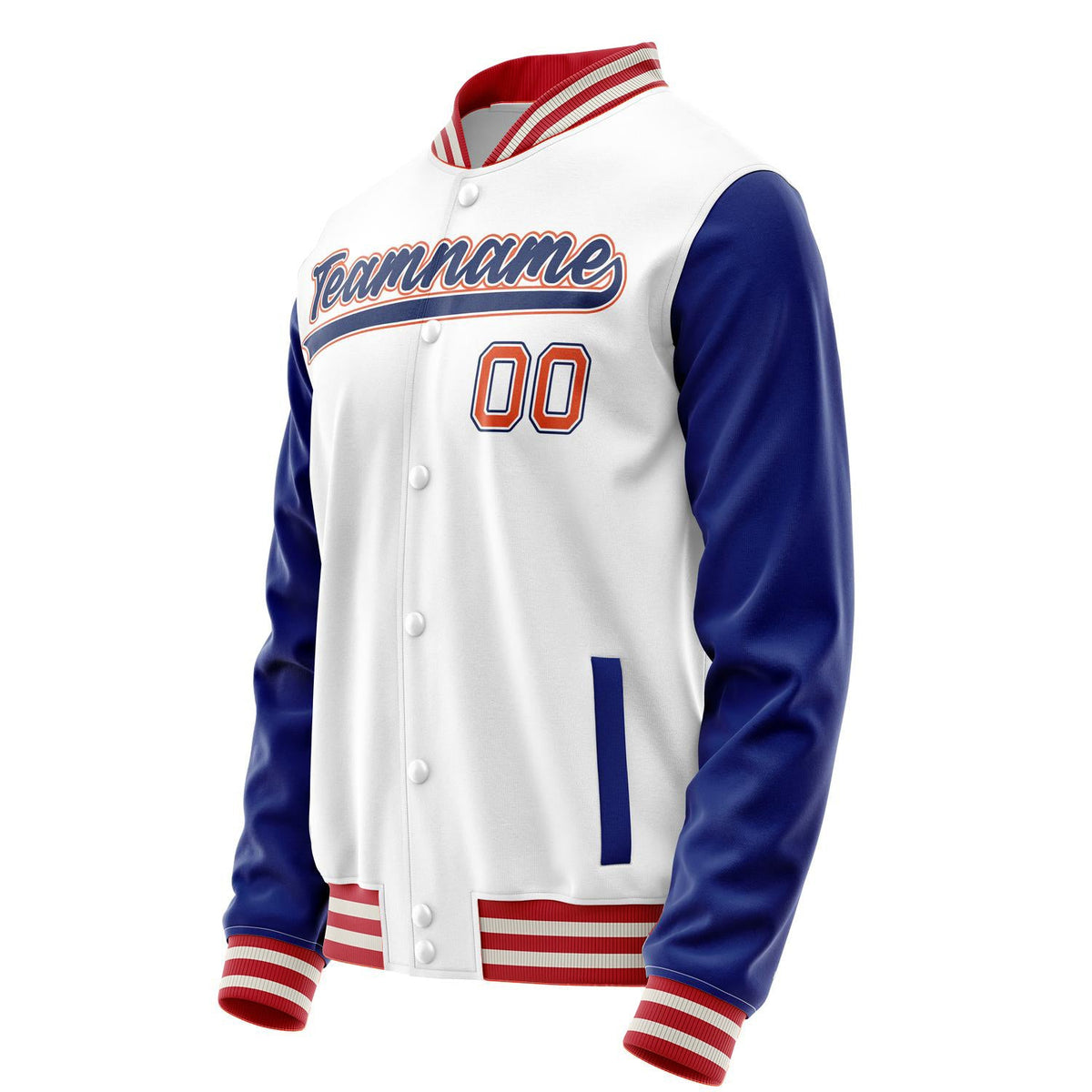 Custom White Royal Solid Color Varsity Letterman Jacket JA02240617LH449