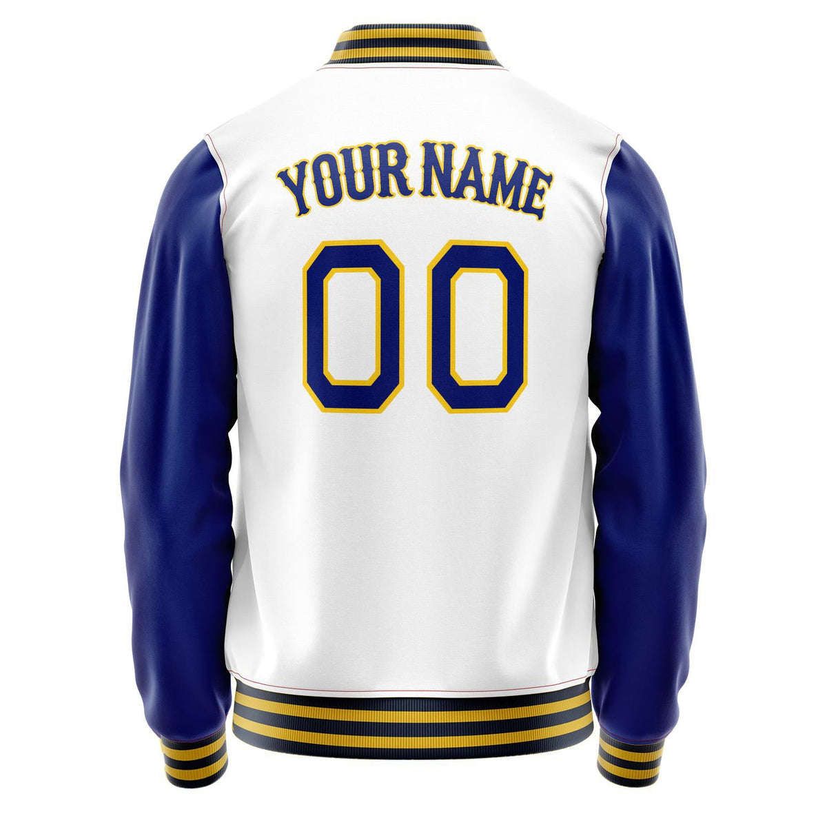 Custom White Royal Solid Color Varsity Letterman Jacket JA02240617LH451