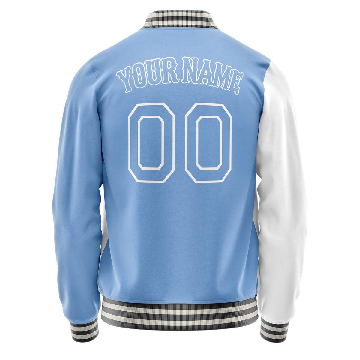 Custom White Light-Blue Split Varsity Letterman Jacket JA02240617LH454