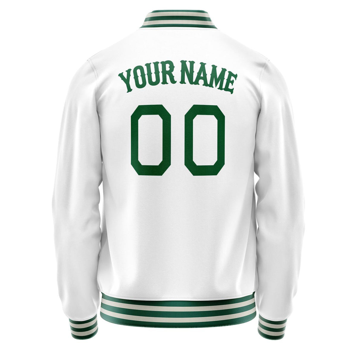 Custom White Kelly-Green Solid Color Varsity Letterman Jacket JA02240617LH459