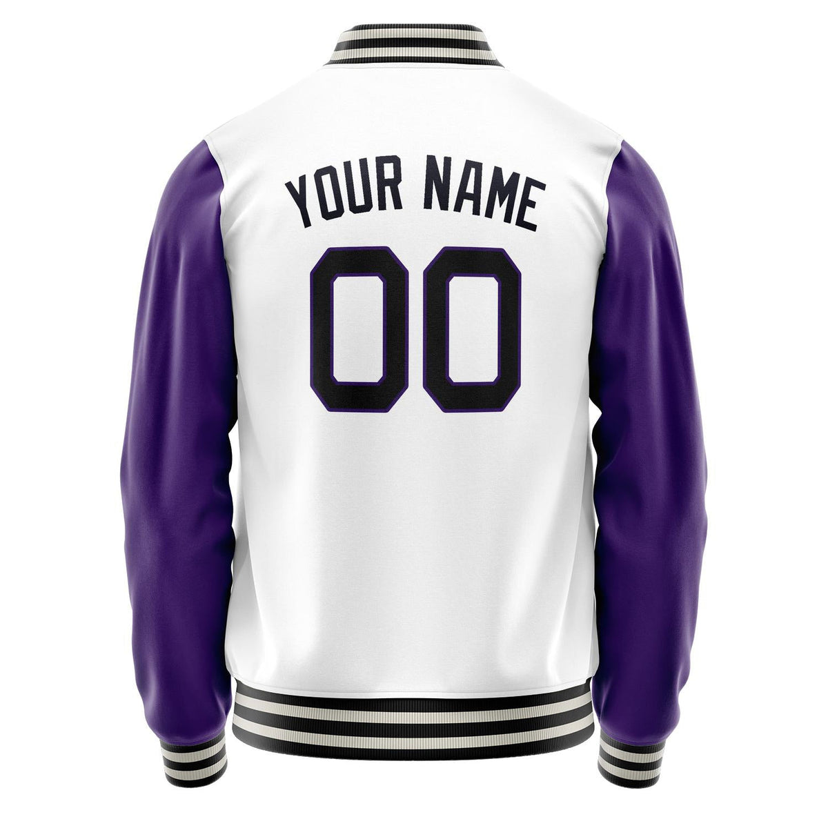 Custom White Purple Solid Color Varsity Letterman Jacket JA02240617LH466