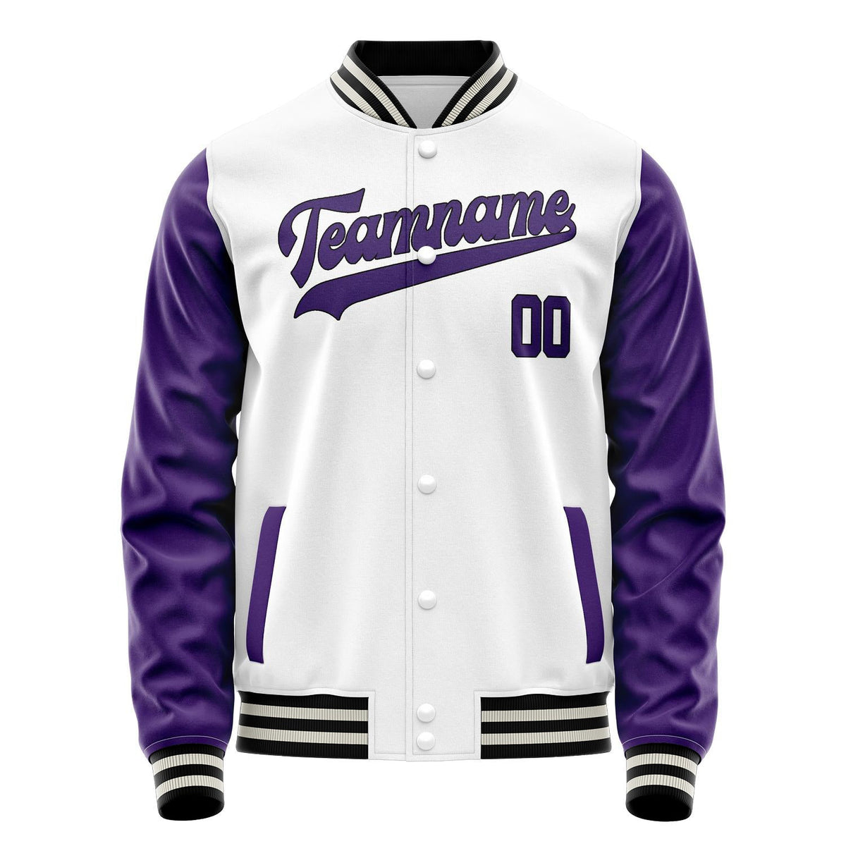 Custom White Purple Solid Color Varsity Letterman Jacket JA02240617LH466