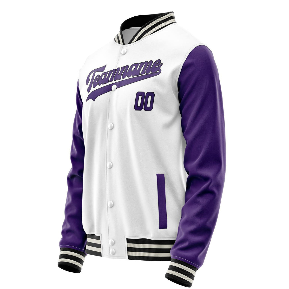 Custom White Purple Solid Color Varsity Letterman Jacket JA02240617LH466