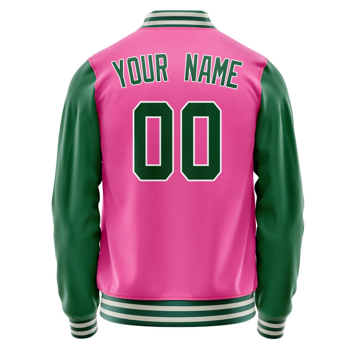 Custom Pink Kelly-Green Solid Color Varsity Letterman Jacket JA02240617SH298