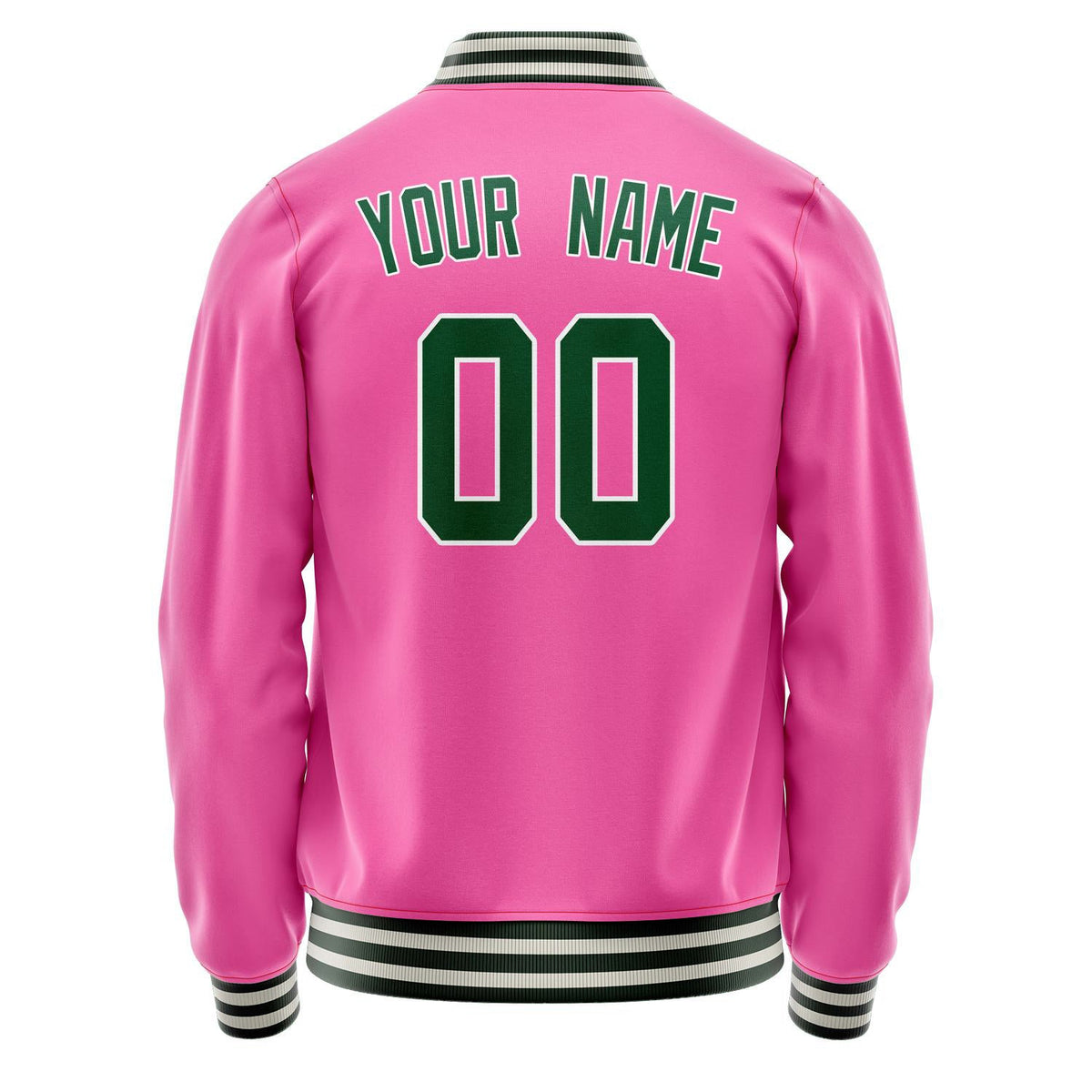 Custom Pink Kelly-Green Solid Color Varsity Letterman Jacket JA02240617SH301