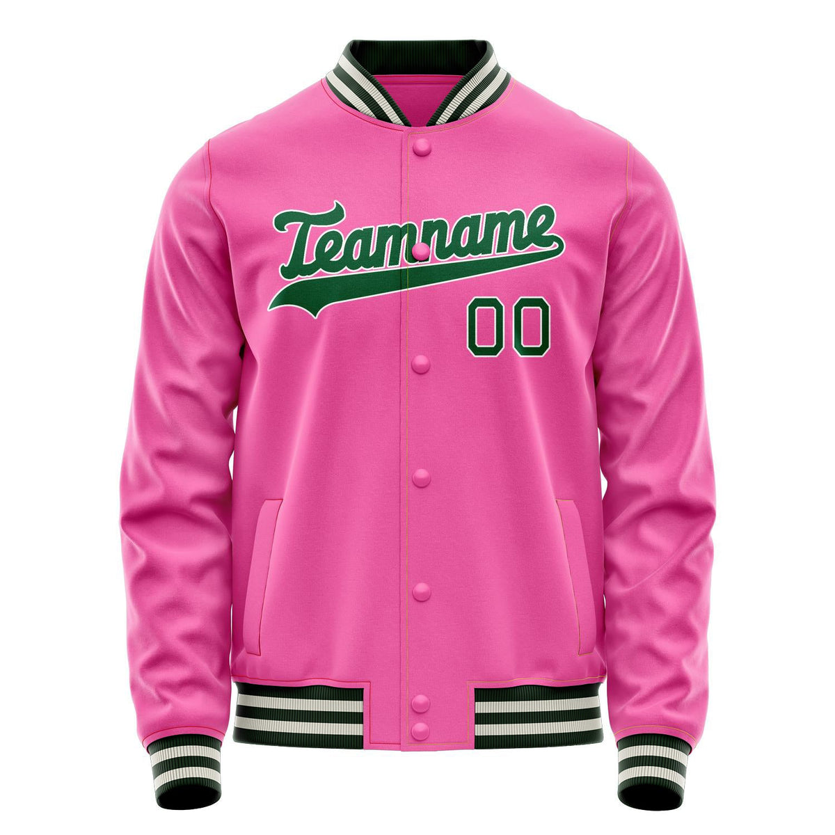 Custom Pink Kelly-Green Solid Color Varsity Letterman Jacket JA02240617SH301