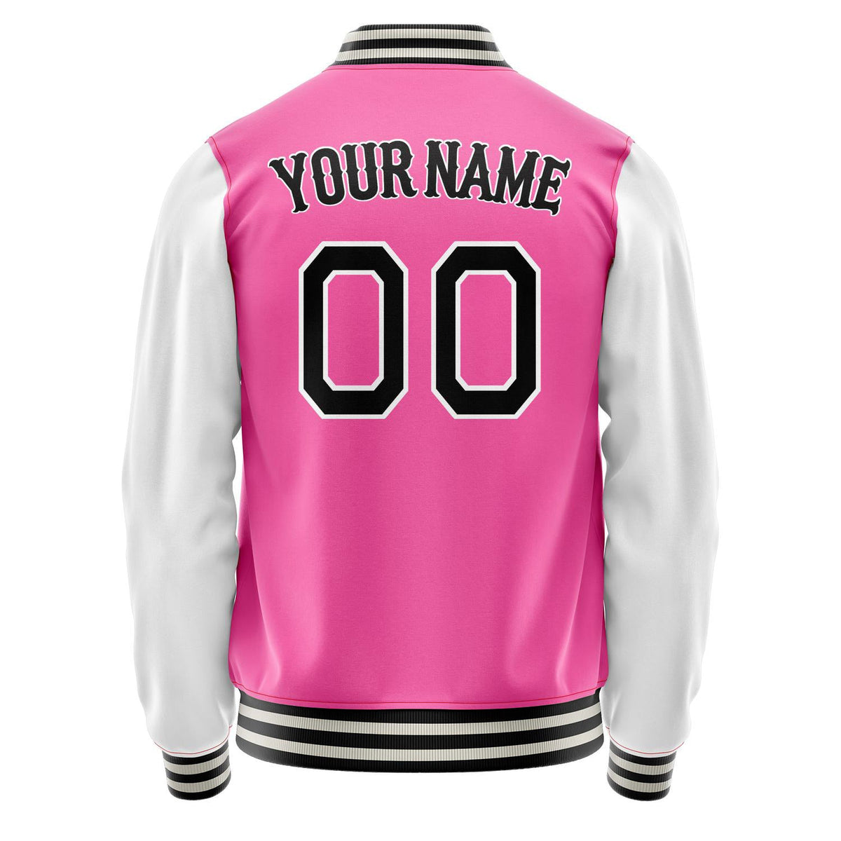 Custom Pink White Solid Color Varsity Letterman Jacket JA02240617SH304