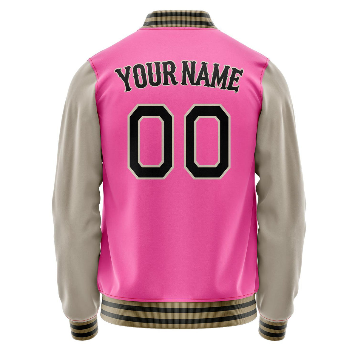 Custom Pink Cream Solid Color Varsity Letterman Jacket JA02240617SH305