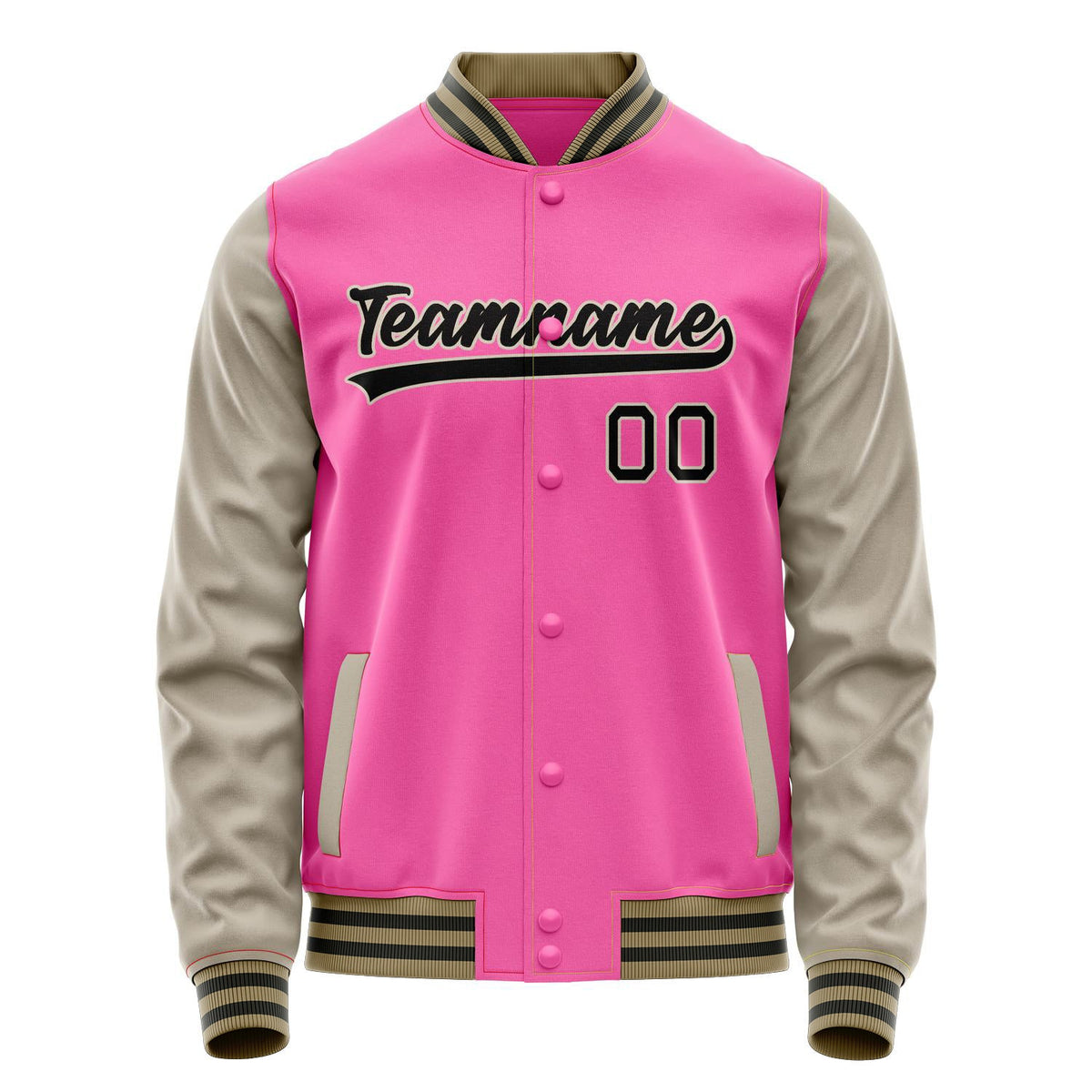 Custom Pink Cream Solid Color Varsity Letterman Jacket JA02240617SH305