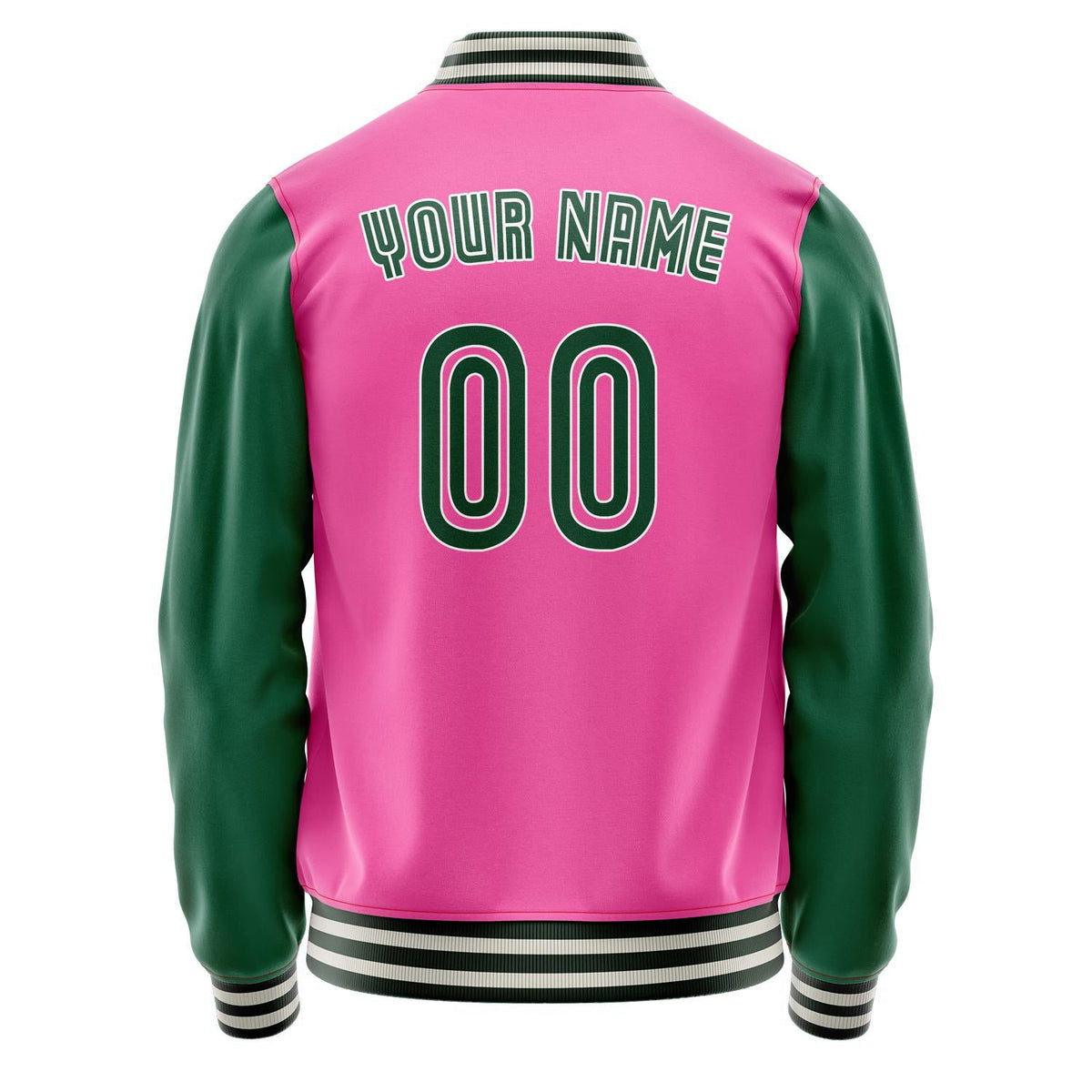 Custom Pink Kelly-Green Solid Color Varsity Letterman Jacket JA02240617SH306