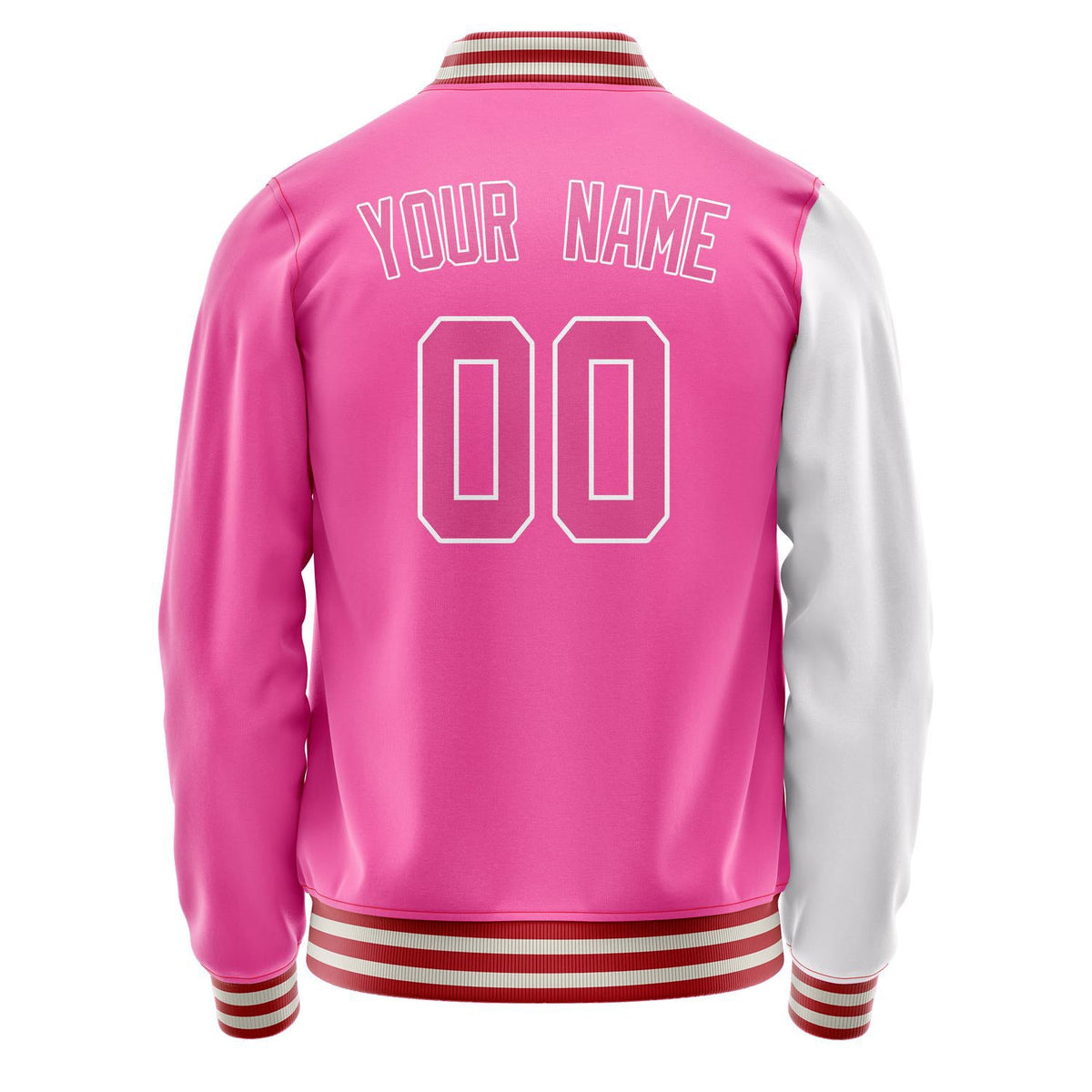 Custom Pink White Split Varsity Letterman Jacket JA02240617SH308