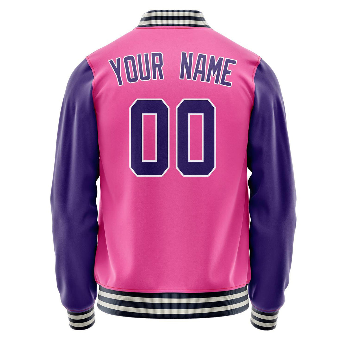 Custom Pink Purple Solid Color Varsity Letterman Jacket JA02240617SH309