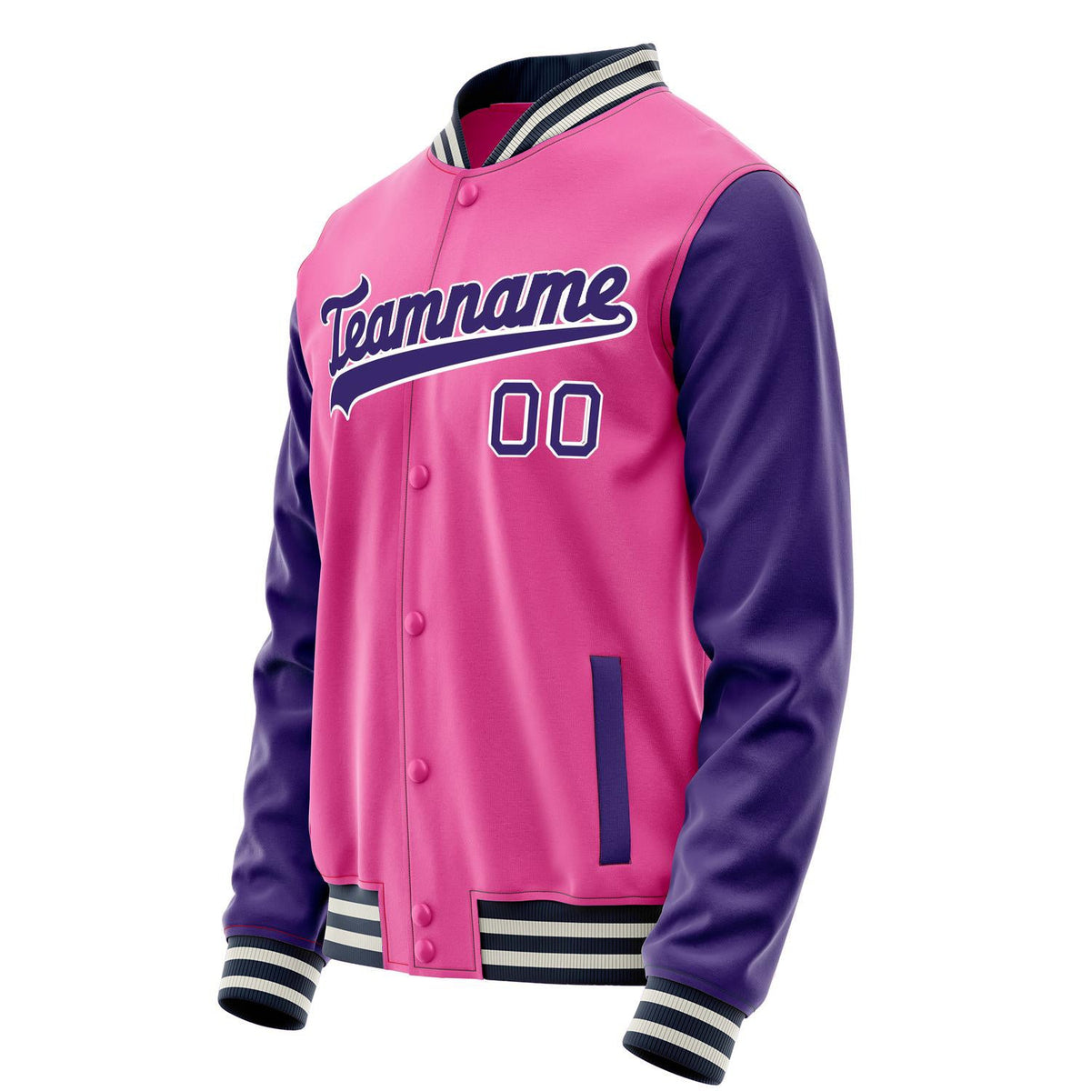 Custom Pink Purple Solid Color Varsity Letterman Jacket JA02240617SH309