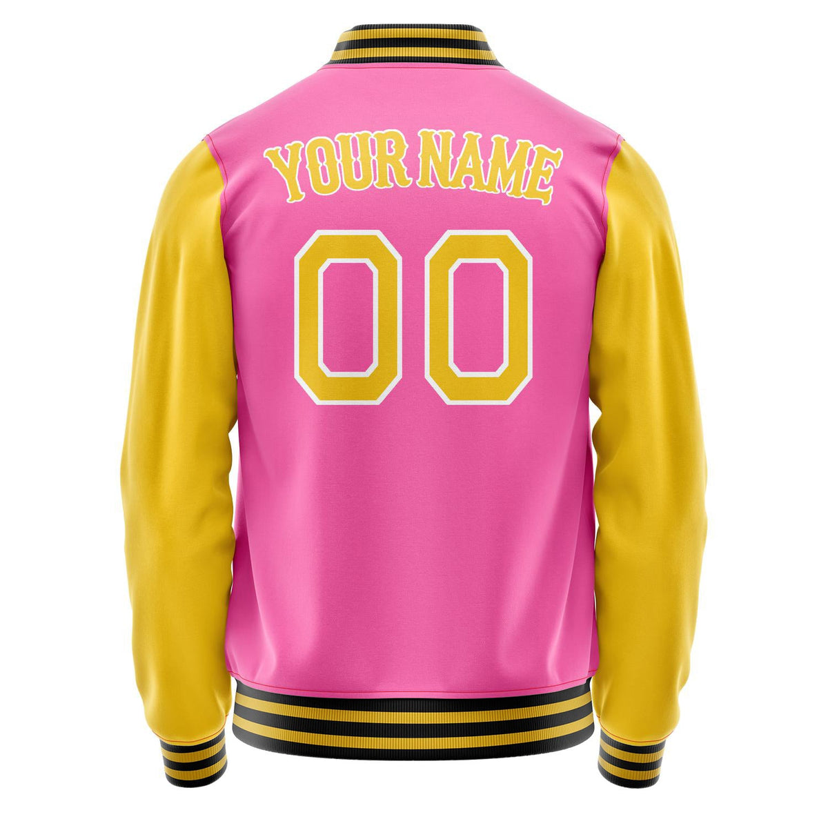 Custom Pink Gold Solid Color Varsity Letterman Jacket JA02240617SH310