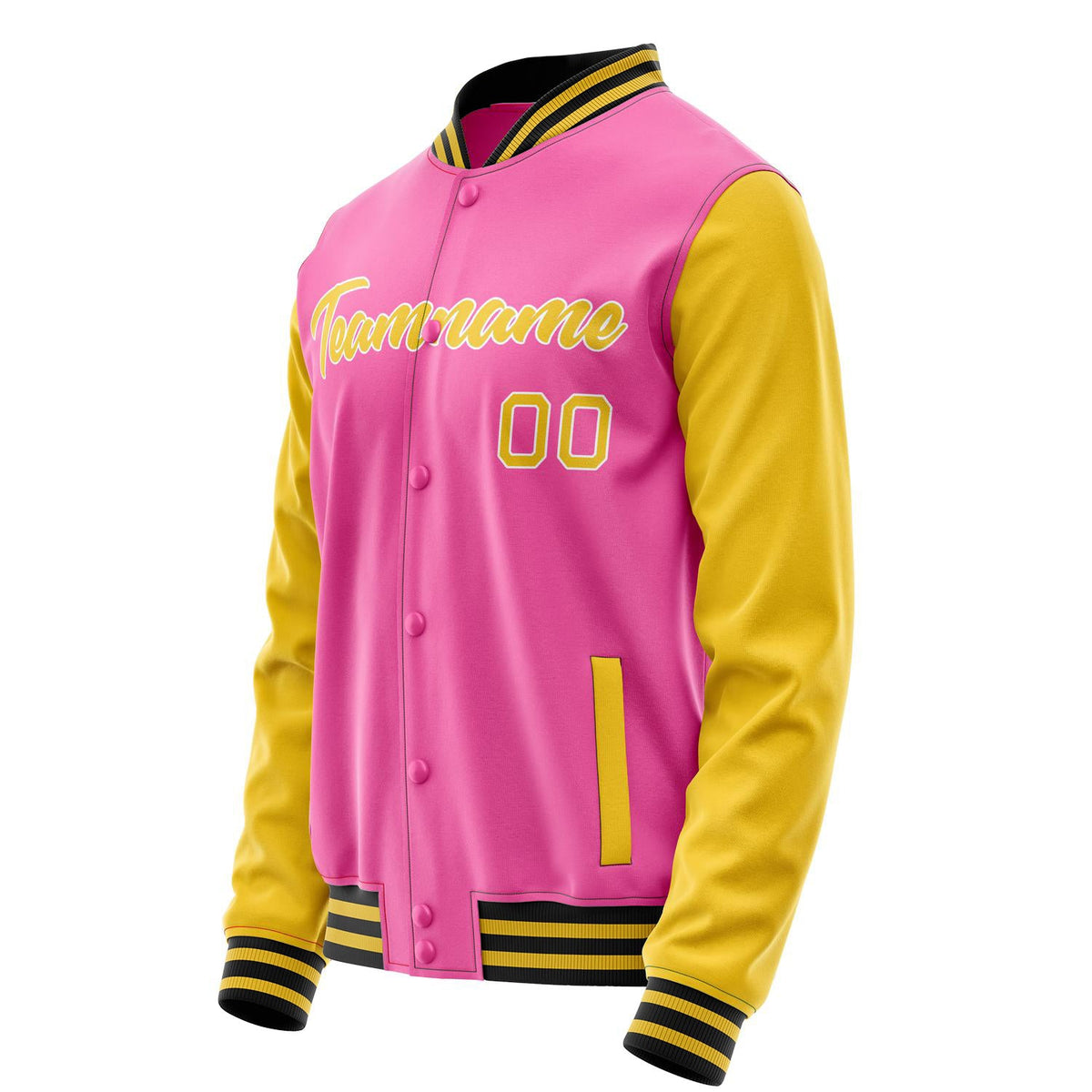 Custom Pink Gold Solid Color Varsity Letterman Jacket JA02240617SH310