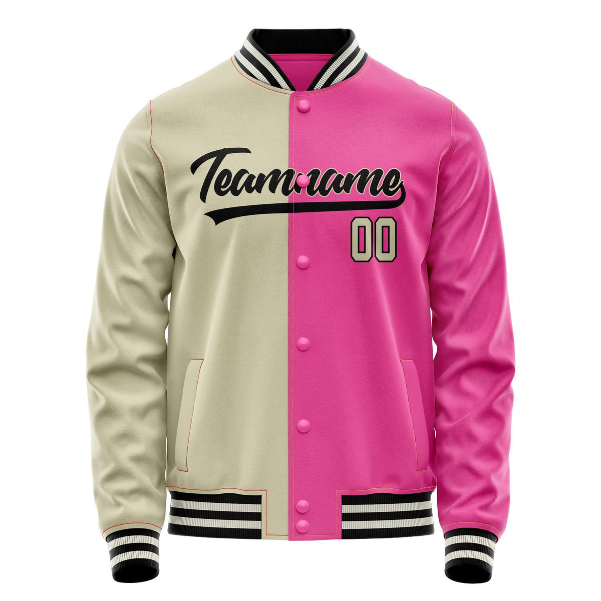 Custom Pink Cream Split Varsity Letterman Jacket JA02240617SH313