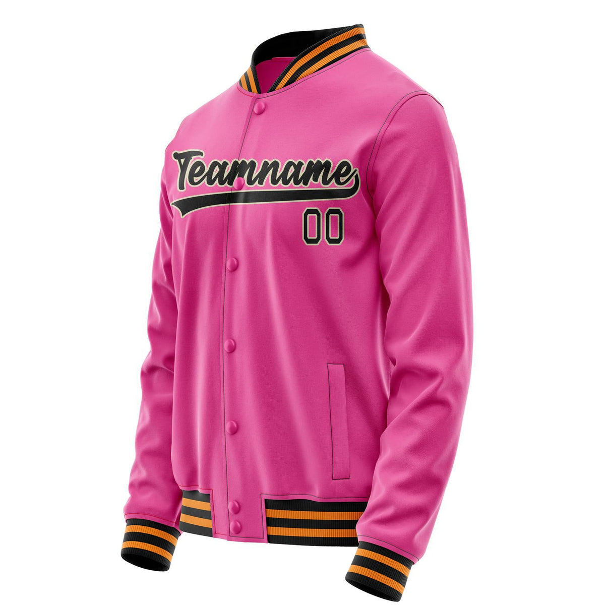 Custom Pink Black Solid Color Varsity Letterman Jacket JA02240617SH314