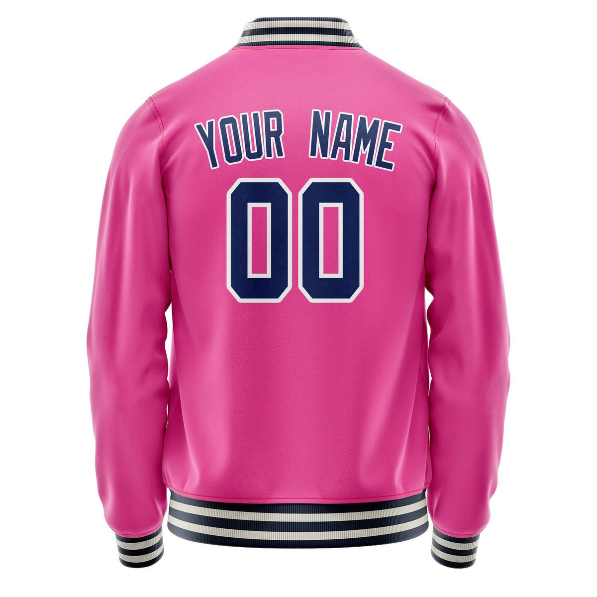 Custom Pink Navy Solid Color Varsity Letterman Jacket JA02240617SH315