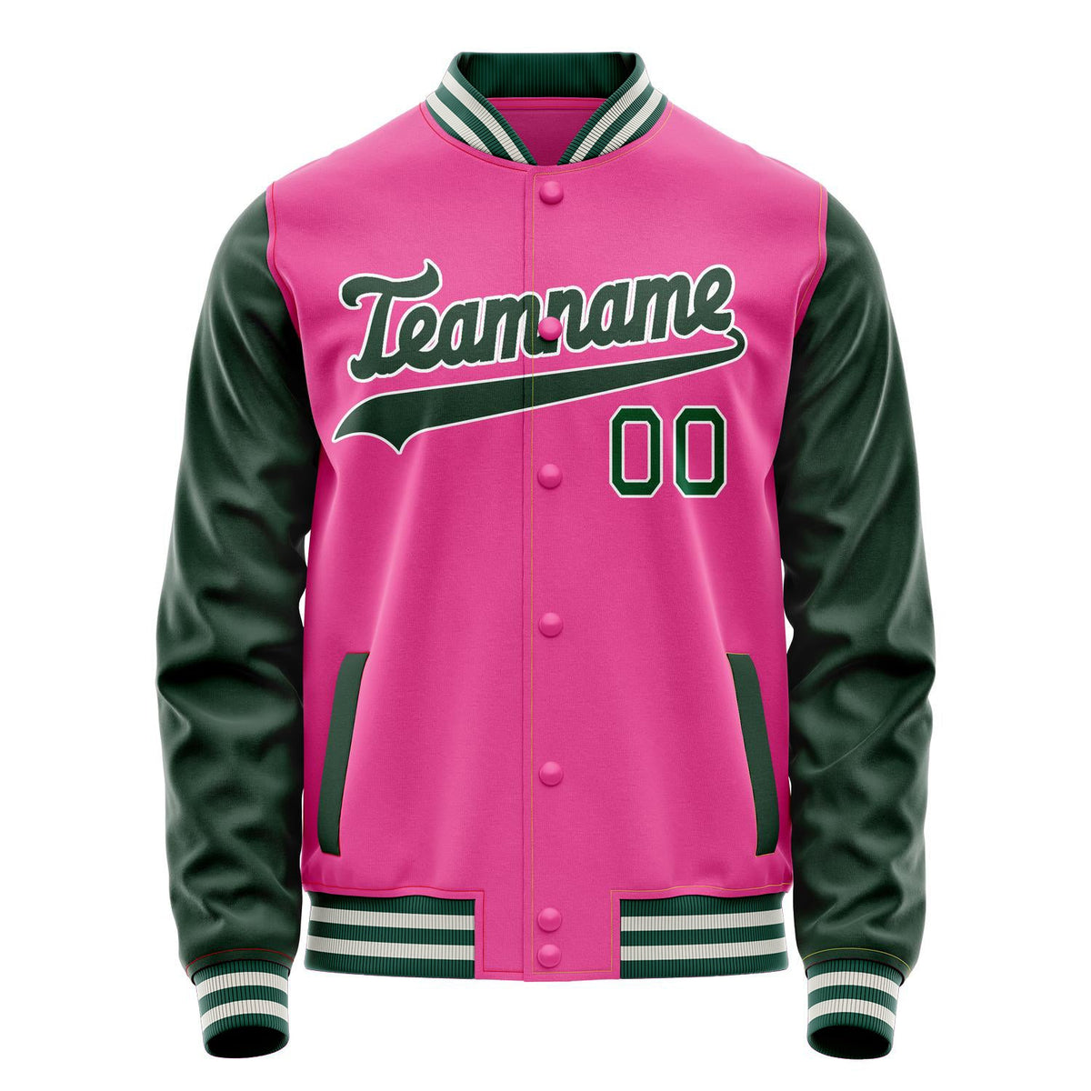 Custom Pink Kelly-Green Solid Color Varsity Letterman Jacket JA02240617SH316