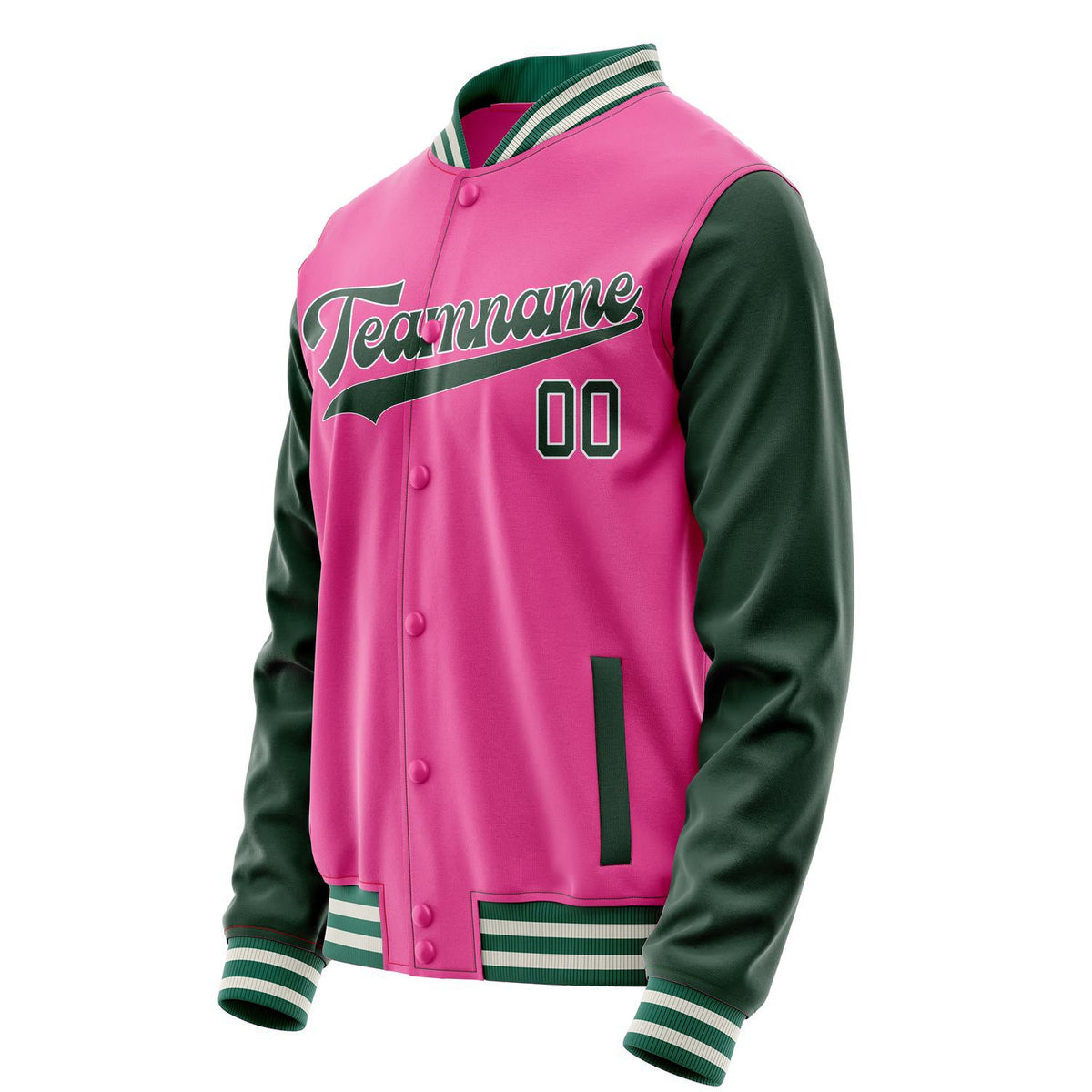 Custom Pink Kelly-Green Solid Color Varsity Letterman Jacket JA02240617SH316