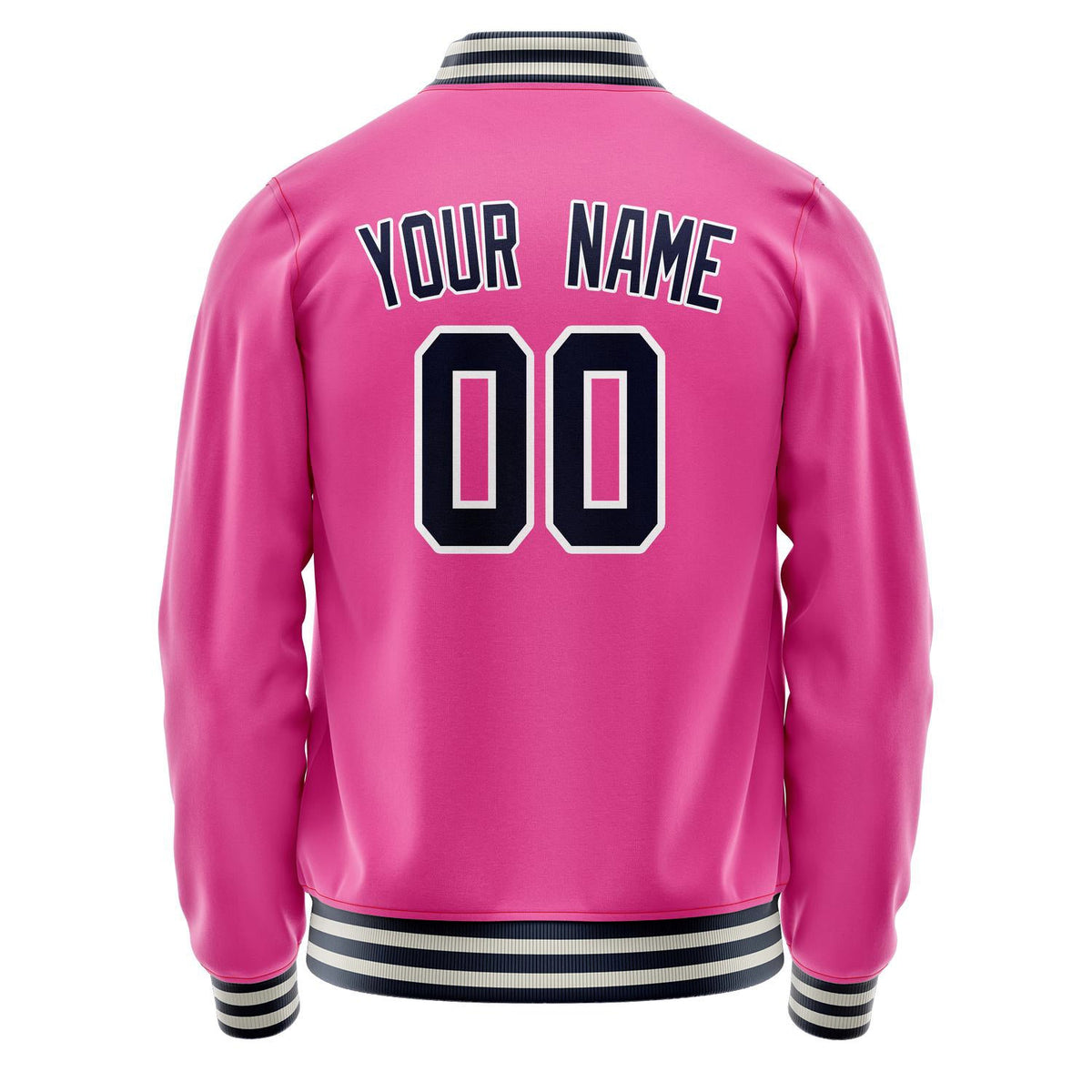 Custom Pink Black Solid Color Varsity Letterman Jacket JA02240617SH318