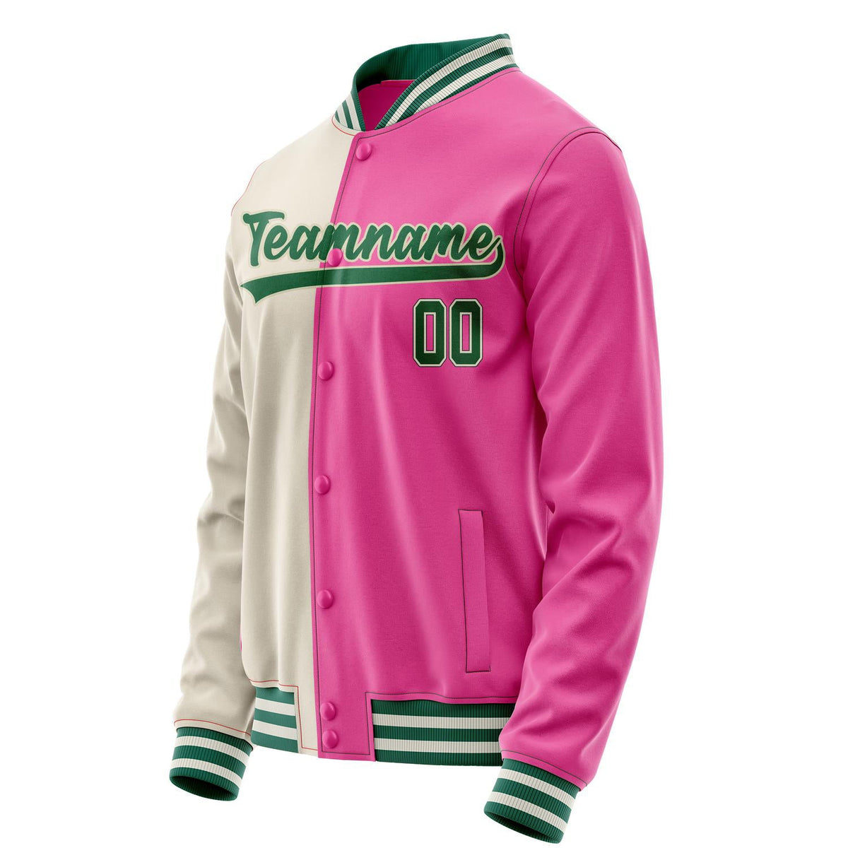 Custom Pink Cream Split Varsity Letterman Jacket JA02240617SH319