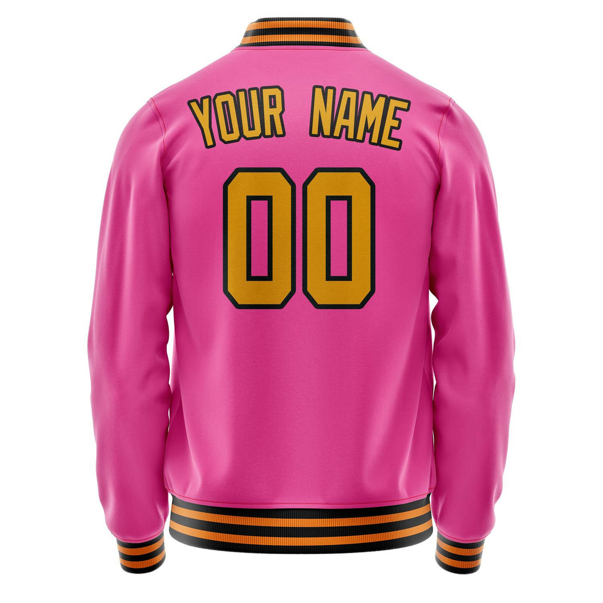 Custom Pink Old-Gold Solid Color Varsity Letterman Jacket JA02240617SH321