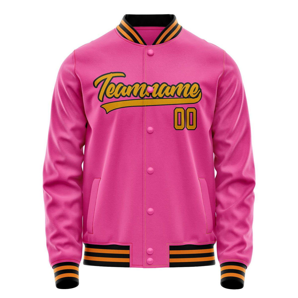 Custom Pink Old-Gold Solid Color Varsity Letterman Jacket JA02240617SH321