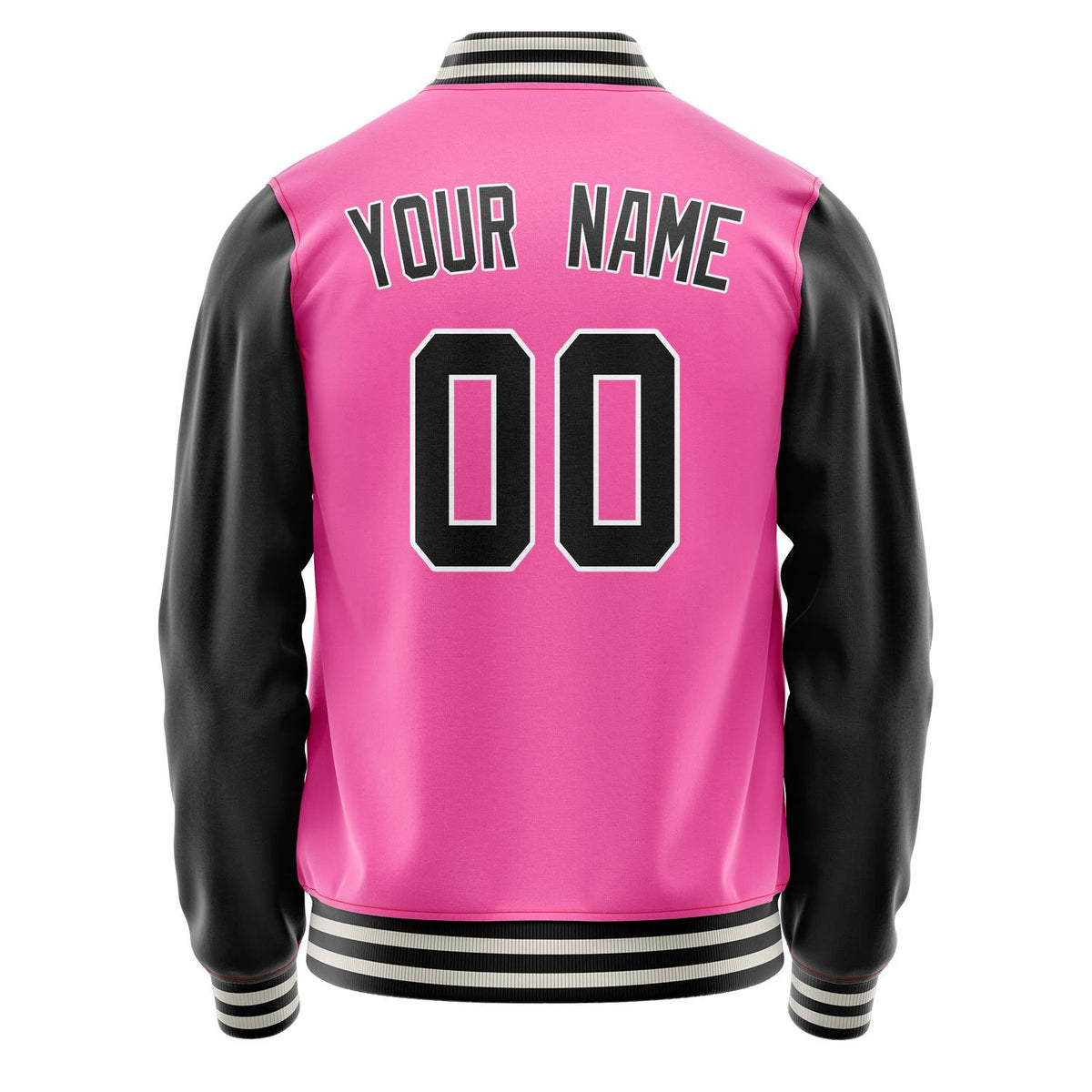 Custom Pink Black Solid Color Varsity Letterman Jacket JA02240617SH323