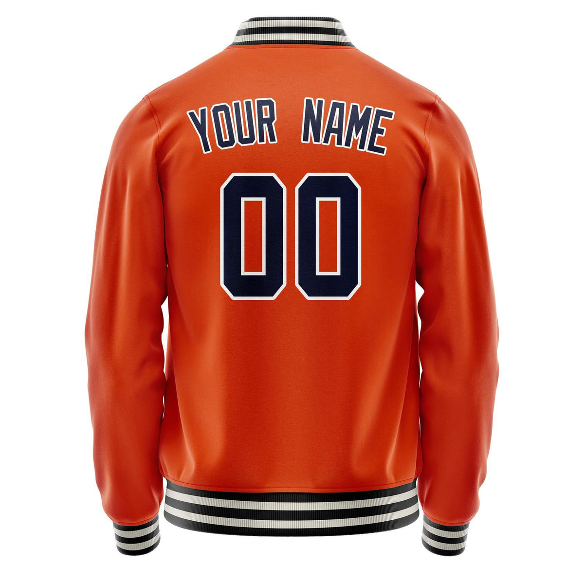 Custom Orange Black Solid Color Varsity Letterman Jacket JA02240617XE330