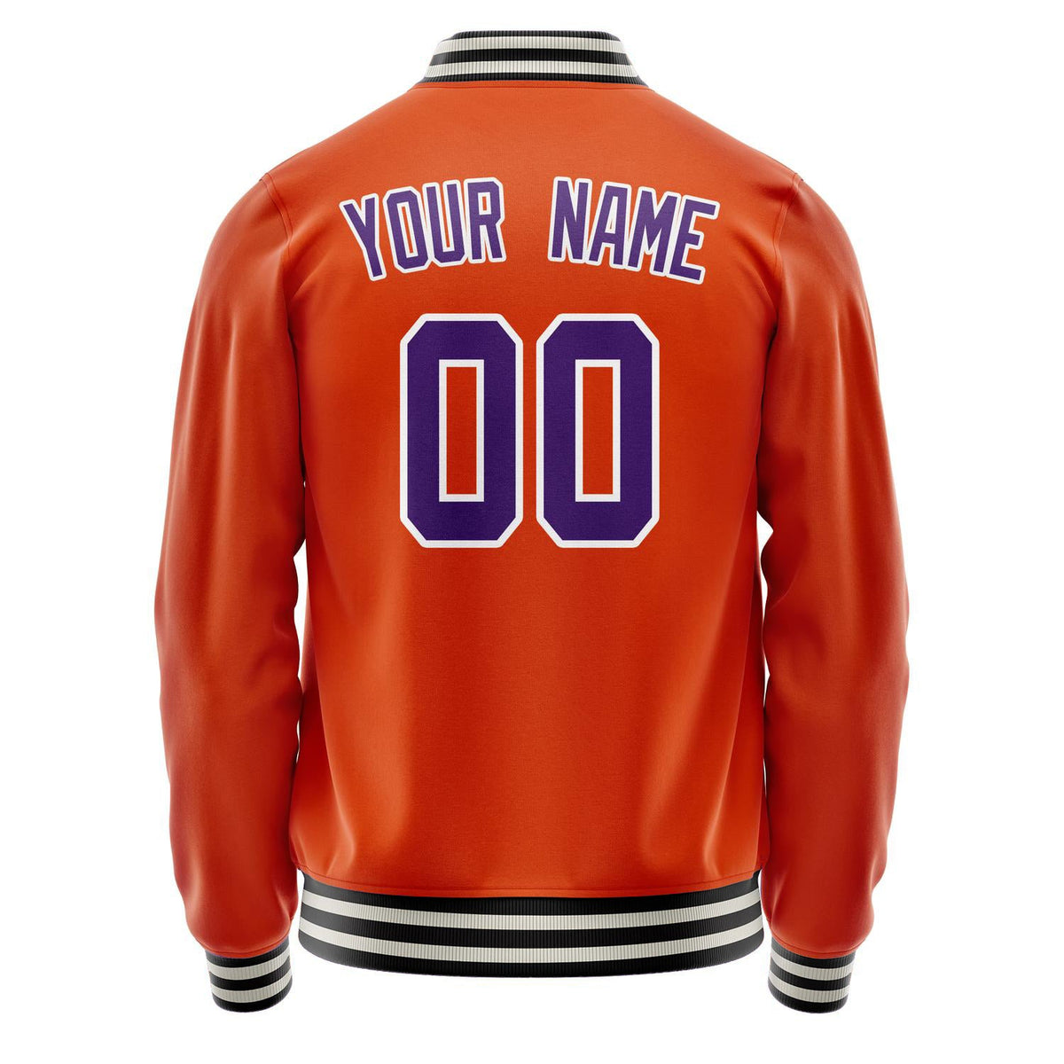 Custom Orange Purple Solid Color Varsity Letterman Jacket JA02240617XE336