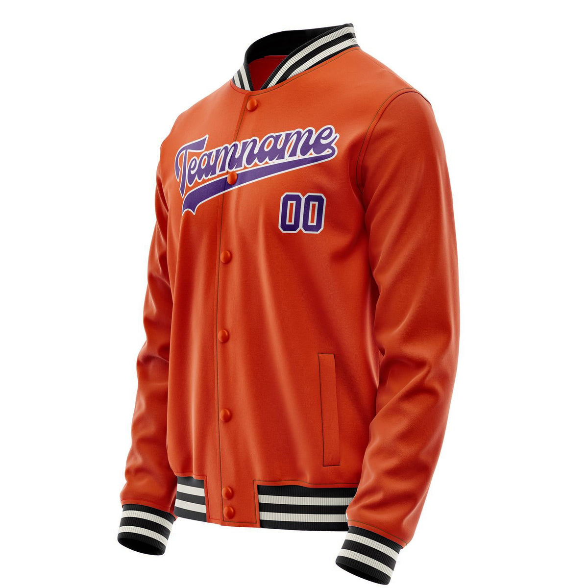 Custom Orange Purple Solid Color Varsity Letterman Jacket JA02240617XE336